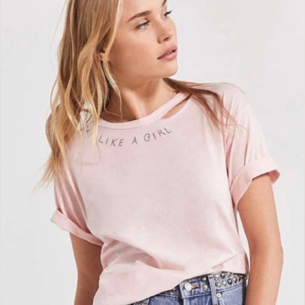 “Fight Like a Girl” distressed T-shirt
